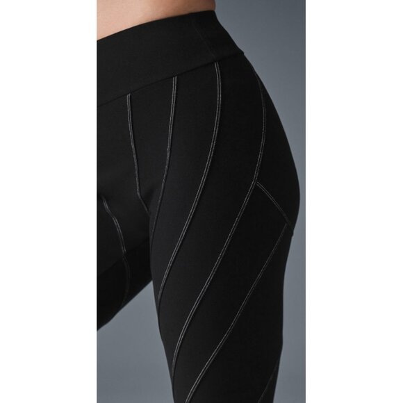 Alo Alosoft High-Waist Sunray Leggings Black White Hi-Rise Waisted Skinny Pants - Picture 3 of 15